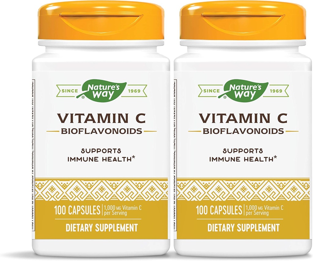 דרכו של הטבע ויטמין C 500 מ"ג עם Bioflavonoids, 1000 מ"ג ויטמין C לשרת, 100 קפסולות, Pack של 2