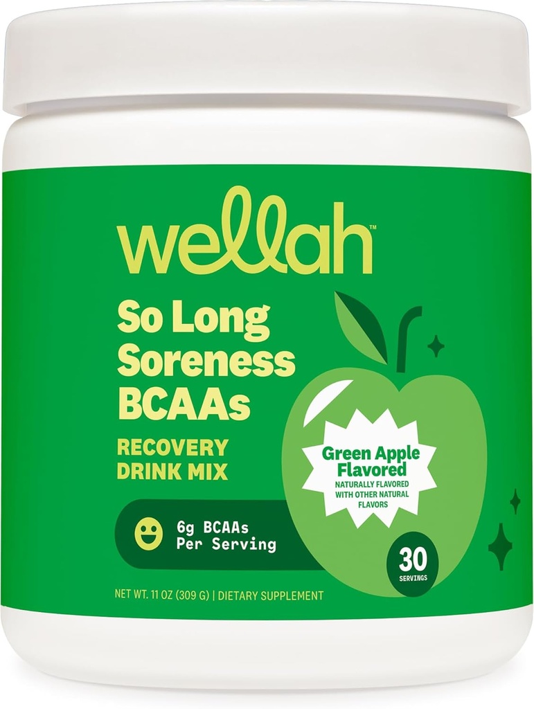 Wellah So Long Soreness אבקת BCAA (Green Apple Flavored) 30 משרתות - עם תרכובת הנקה