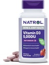 Natrol Fast Dissolve ויטמין D3 5,000 IU, תוסף תזונה עבור העצם ובריאות משותפת, תוסף תמיכה העצם, 90 טבליות, 90 יום אספקה