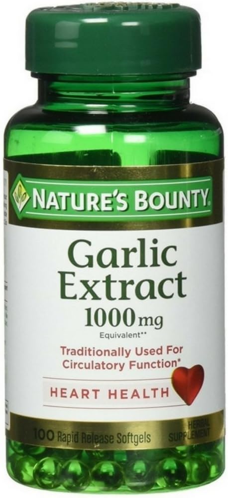 Nature's Bounty Garlic 1000 מ"ג מהיר לשחרר 100 ordorless Softgels