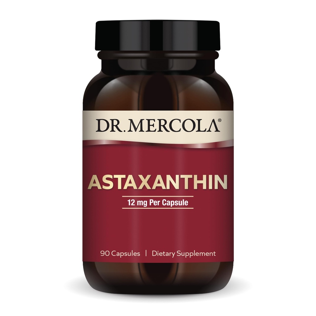 ד"ר מריקולה אורגני Astaxanthin - 12 מ"ג Astaxanthin - Powerful Antioxidant Support - Organic Microalgae Extract - non-GMO, Gluten-Free & Soy-Free - 90 קפסולות (90 משרתים)