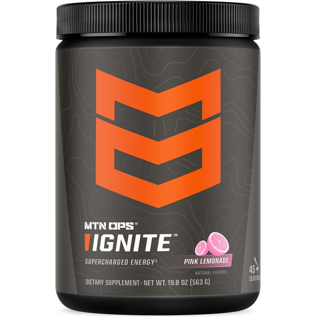 MTN OPS Ignite Energy Drink, Gluten Free Nootropic משקאות תערובת, L Arginine, L Citrulline, Caffeine & Nootropic סוכר חינם תערובת, 45 משרתים, פינק Lemonade