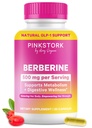 Pink Stork Berberine 500 מ"ג - The Nature's GLP-1 - Daily AMPK Metabolic Activator - 500-1000 מ"ג Metabolism + Gut Health for Women