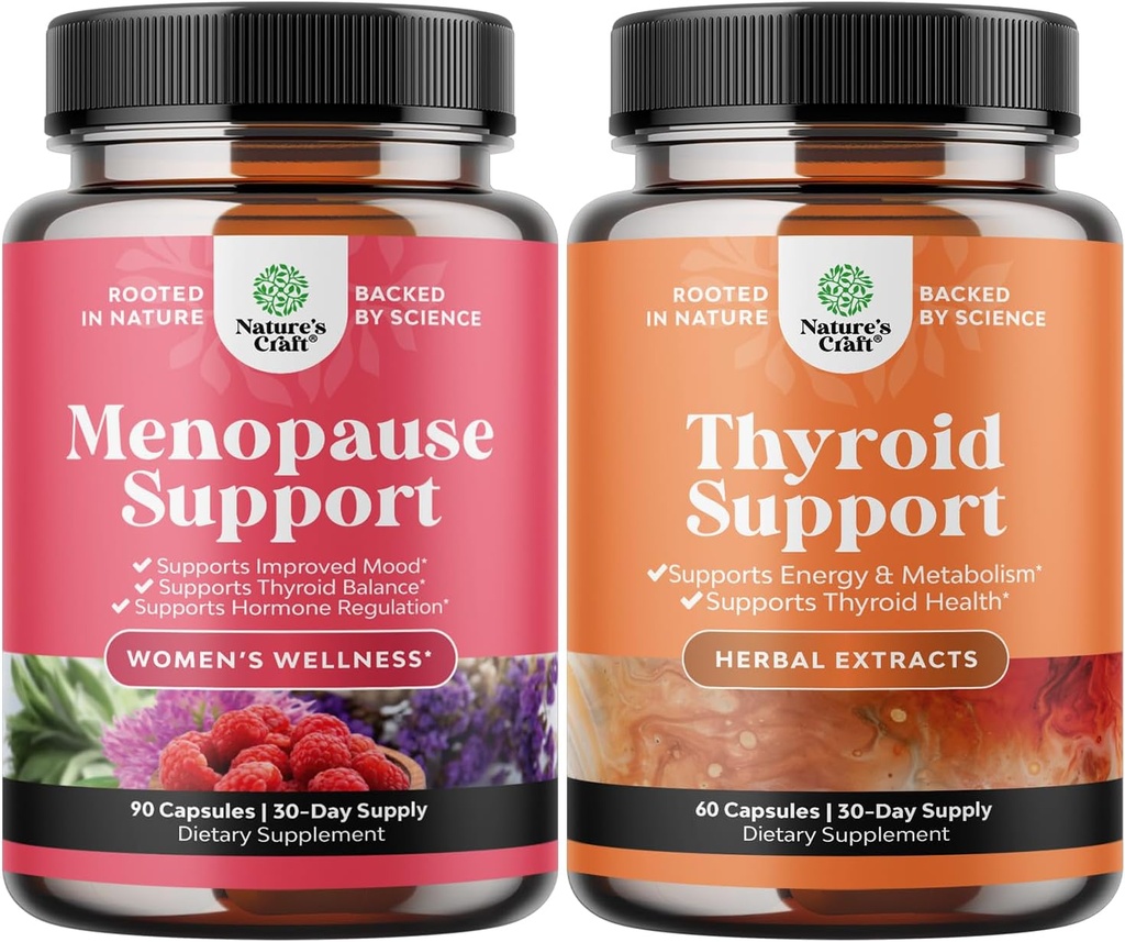 Bundle של שלם Herbal Menopause תוספת עבור נשים עבור הזעה לילה הזעה Mood ועוד עם Dong Quai Vitex Chaste ברי Herbal Thyroid תמיכה תוסף Mood Enhancer אנרגיה עבור Thyroid
