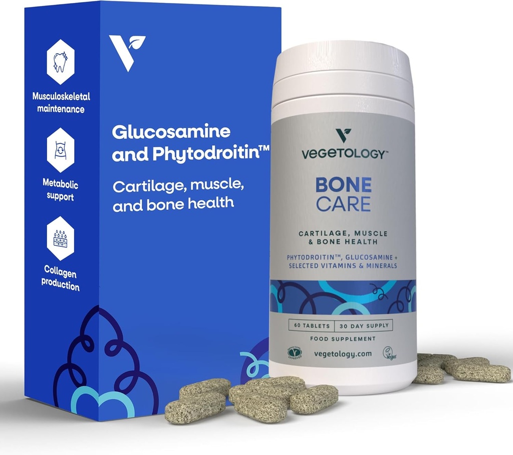תוספי בריאות העצם - Phytodroitin, Glucosamine, ויטמין D3 K2 & Calcium תוסף - Cartilage, שריר ותמיכה משותפת תוספת - כוח העצם טבעוני (60 Count)