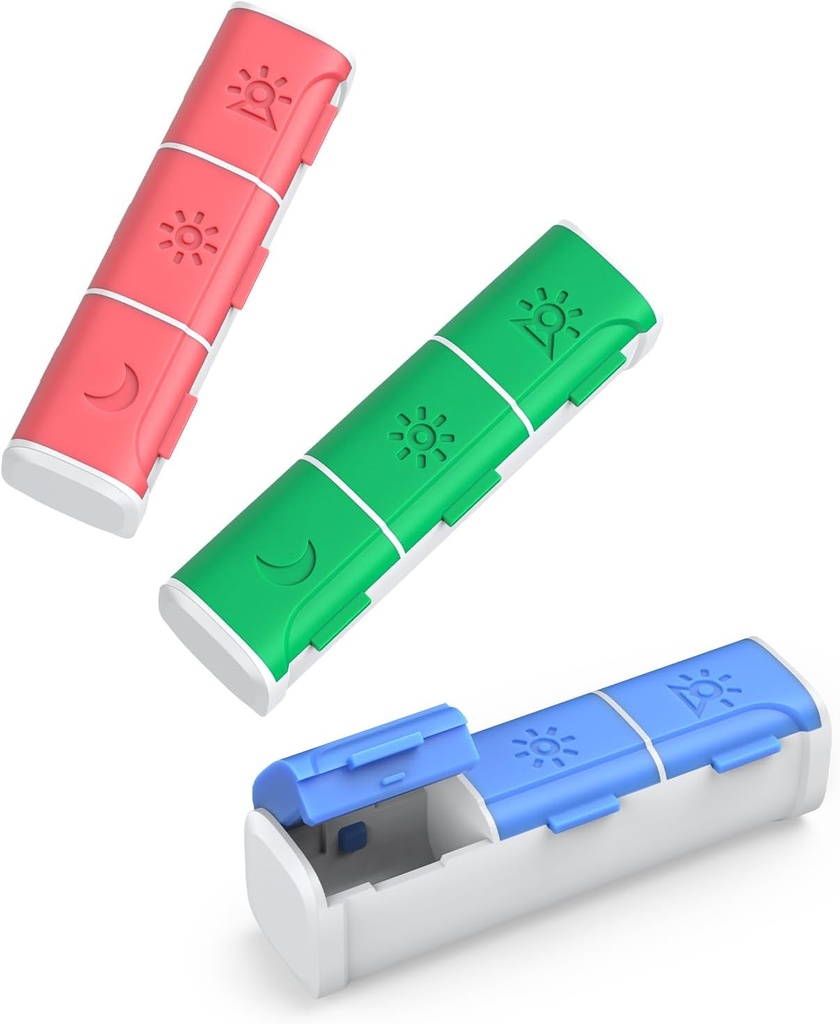 גלולת גלולות 3 פעמים ביום, (3 Pack) Small Pill Box, Daily Pill מארגנת, Moisture Proof Travel Pill Case for Pocket Purse, Portable Medicine Box to Hold ויטמינים, שמן דגים, תוספים