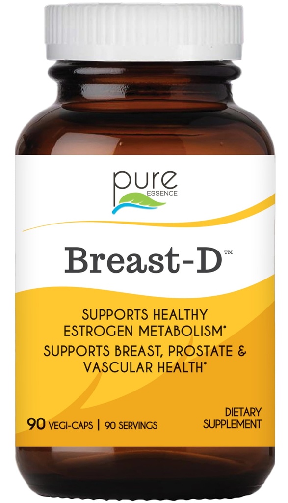 חזה D על ידי Pure Essence - תוסף טבעי עבור Estrogen Balance, Hormonal Acne, ו Menopause תמיכה עם ויטמין D3, Calcium, תה ירוק וליקופן - 90 קפסולות