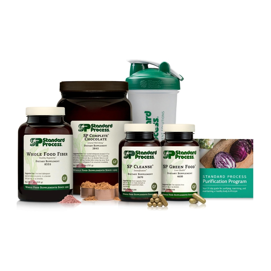 מעבד סטנדרטי Purification Kit עם SP Complete & Whole-Food סיבים - Detox & Liver Support - Whole מזון מבוסס Kit for שמירה על גוף בריא - תוכנית 21 יום - שוקולד