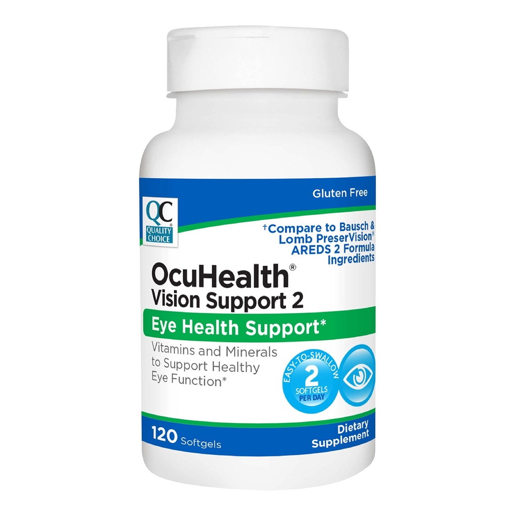 איכות בחירה Ocuhealth, בריאות העין Vission תמיכה 2 ויטמין & מינרלים תוסף Softgels, 120 ספירה בקבוקי