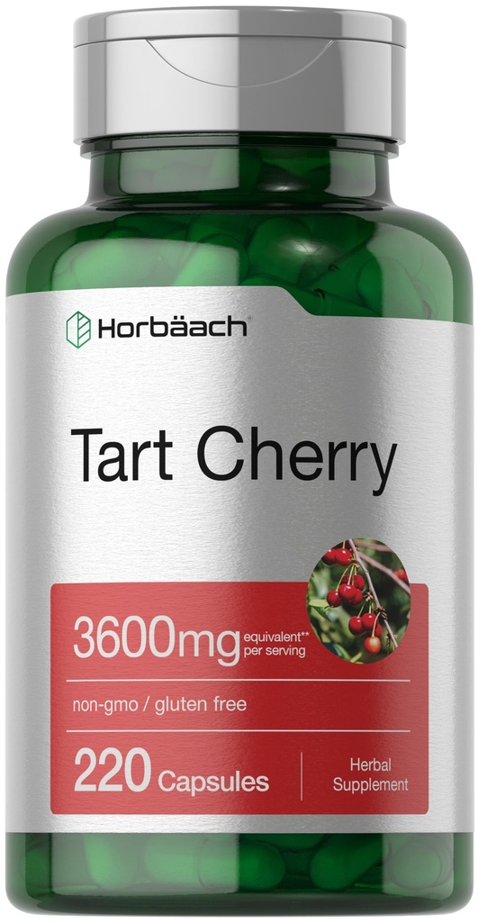 Horbäach Tart Cherry לחלץ קפסולות | 3600 מ"ג | 220 Pills | Non-GMO, Gluten Free | המסורתי תוסף צמחי