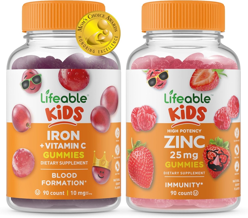 חיי ברזל ווויטמין C ילדים + Zinc 50 מ"ג, חניכיים בונדלה - גדול Tasting, ויטמין תוסף, Gluten Free, GMO חינם, Chewable Gummymy
