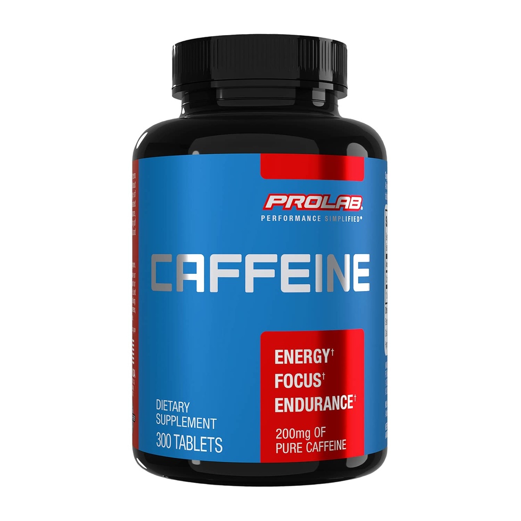 ProLab Caffeine Tablet 200 מ"ג - 300ct | תמיכה באנרגיה, מסייע לשפר את אנדורנס והתמקדות נפשית, להפחית שומן, Pre-Workout, תוספת כוח