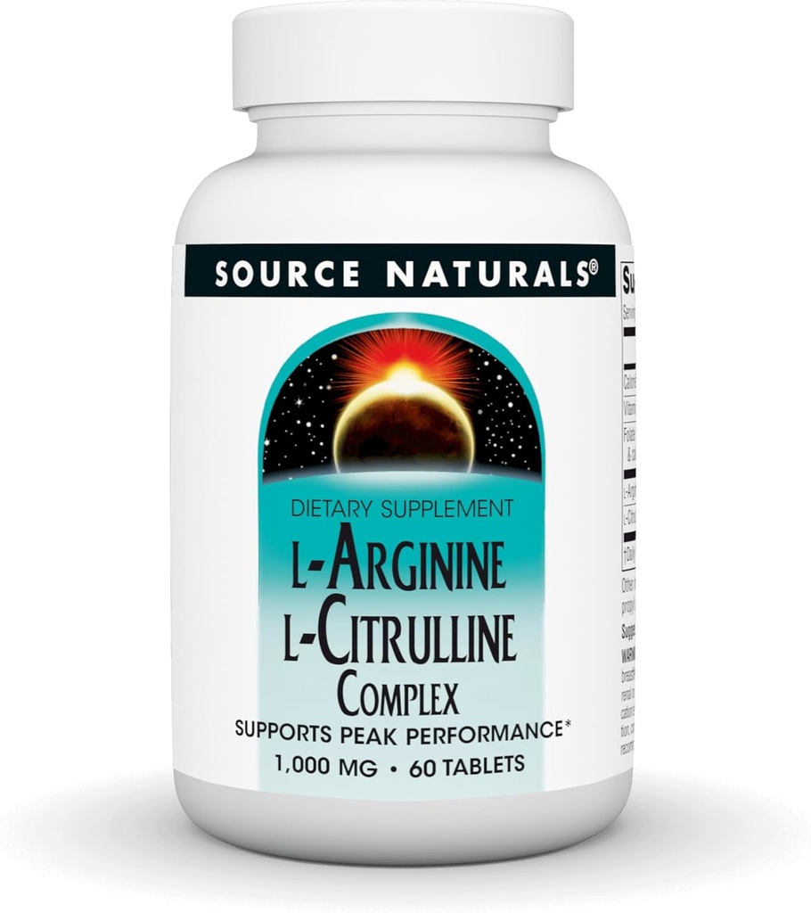 מקור Naturals L-Arginine L-Citrulline Complex 1000mg Essential Amino Acid תוסף - 60 טבליות