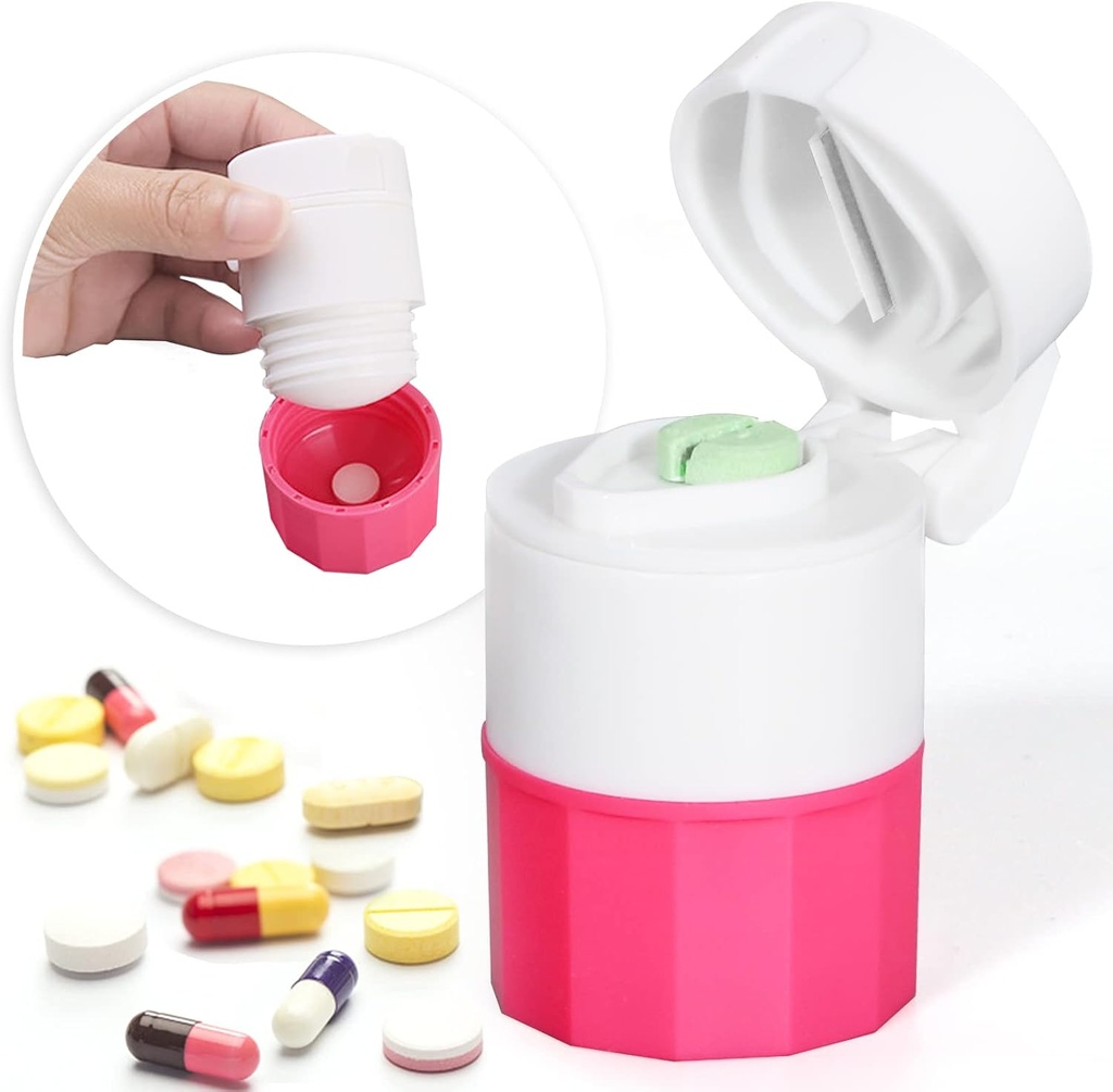 Multifunction Medicine Crusher ו-Greener עבור טבליות קטנות, אבקה יפה, חיתוך גלולות נסיעות עם גביע ואחסון