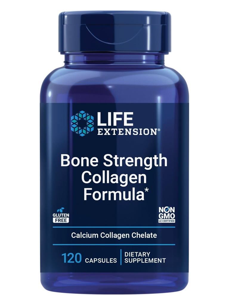 Life Extension Bone Power Collagen Formula, Calcium Collagen chelate, Calcium fructoborate, ויטמין D3, Magnesium Citrate, Silicon, Boron, Gluten-Free, non-GMO, 120 קפסולות