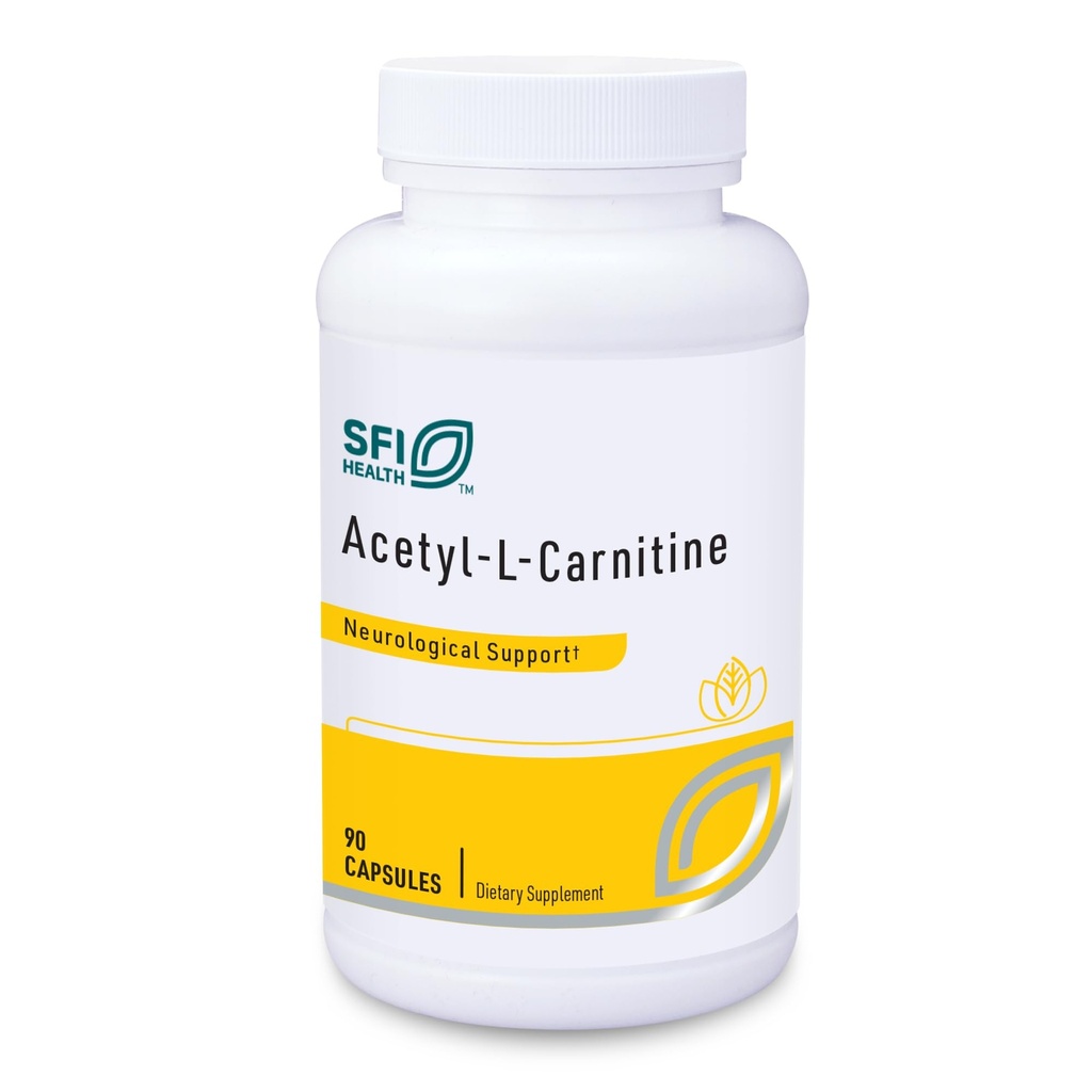 Klaire Labs SFI Health Acetyl-L-Carnitine 500 מ"ג - Hypoallergenic Acetyl L-Carnitine תוסף - מקדם בריאות קוגניטיבית, ייצור אנרגיה ותמיכה במוח (90 קפסולות)