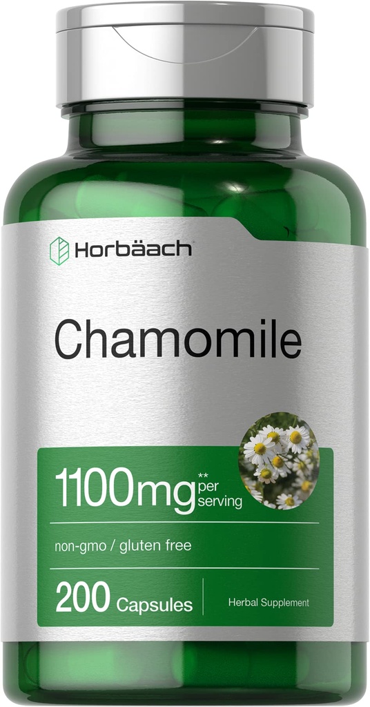 Horbäach Chamomile - 200 טבליות | 1100 מ"ג קפסולות | Non-GMO, Gluten Free Supplement