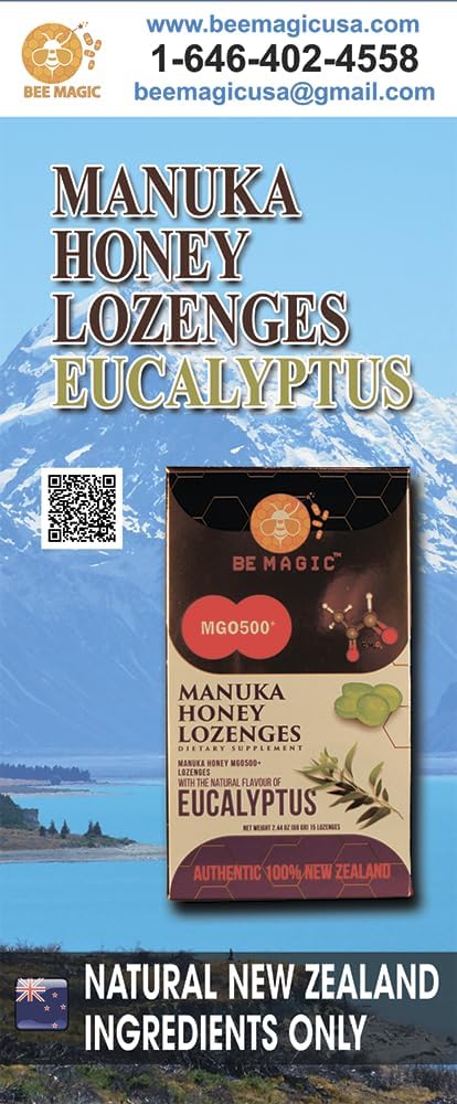Manuka Honey + Eucalyptus Lozenges, 15 טיפות