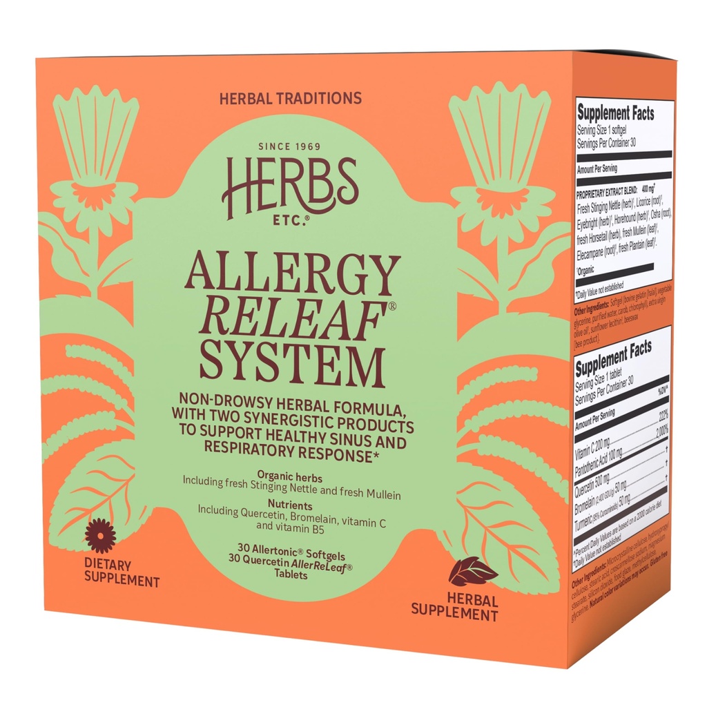 Herbs, Etc. Allergy ReLeaf System - תוספת של Discomfort - מספק תמיכה לעיניים Sneezing & Itchy - תומך הפונקציה Sinus - 30 Softgels (30 משרתים)