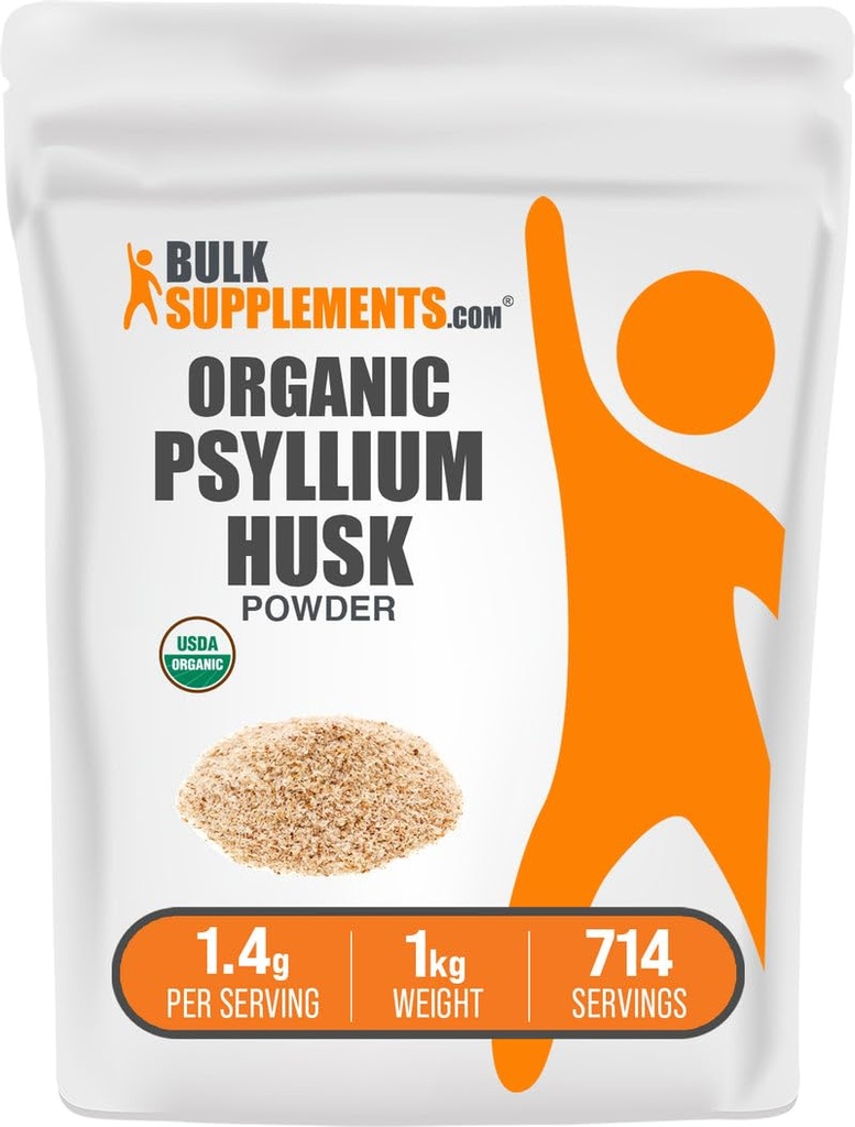 BulkSupplements.com אורגני Psyllium Husk אבקת - Psyllium Husk אבקה עבור Baking, סיבים תוספת - Gluten Free, 1.4g לשרת, 1kg (2.2 lbs) (Pack של 1)
