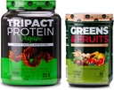 Nutrology Greens & פירות אבקה-Naturly Sourceed Superfood, Vanilla Cinnamon (30 משרתים) אבקת חלבון טבעוני TRIPACT, Butter אורז (20 משרתים)