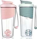Shaker Bottle forחלבון Mixes,24 oz (2 Pack),Protein Shaker Bottles with Whisk Ball, Mixerבק, חלבונים בבקבוק, חנות חלבון טרום עבודה Whey חלבונים שותים גביע Shaker,Pink, Teal