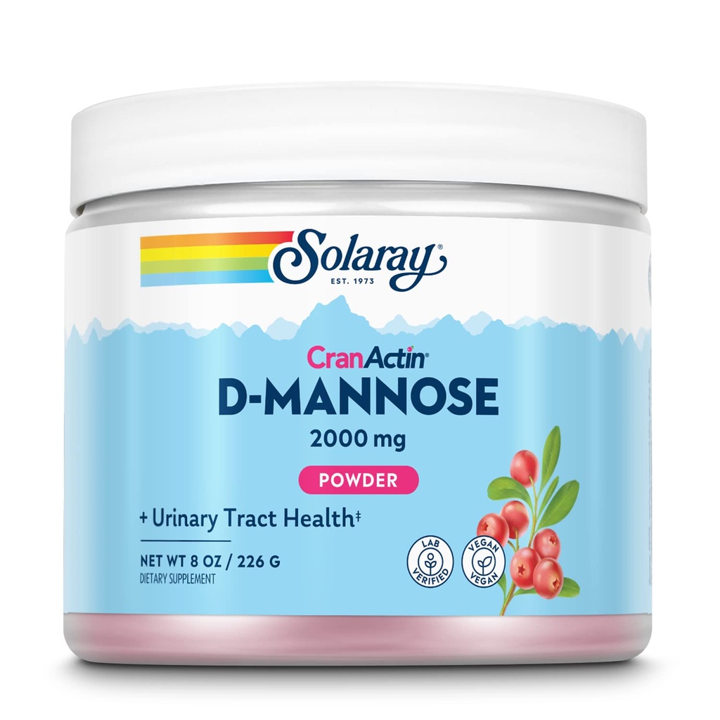 SOLA D-Mannose עם CranActin Cranberry אבקת לחלץ, 2000 מ"ג, 400 מ"ג של פלט Cranberry, תמיכה בריאה Urinary Tract תמיכה, Natural Flavors, 30 משרתים, 8 oz