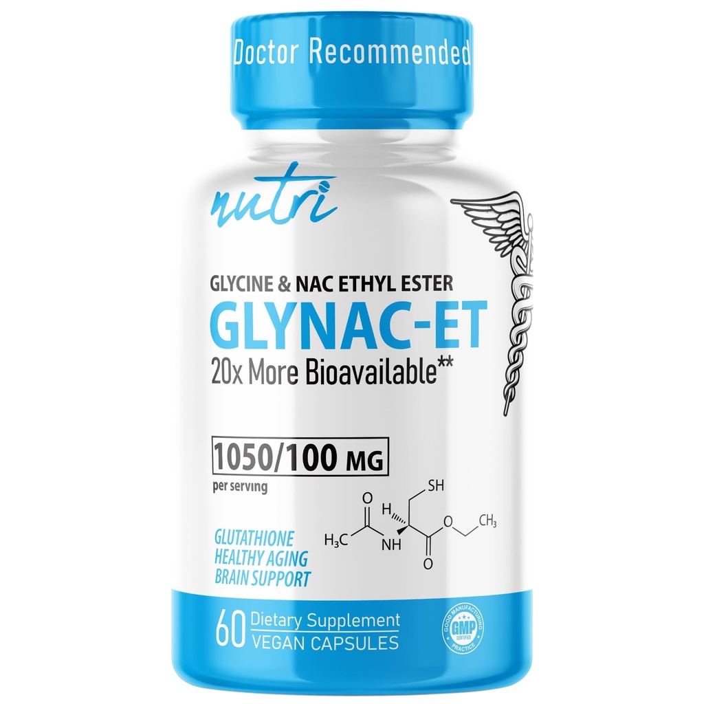 GlyNAC-ET N-Acetyl Cysteine Ethyl Ester - 20x More Bioavailable - Glycine & N-Acetylcysteine Ethyl Ester Anti Aging, Boost Glutathione, 60 קפסולות - חומרים מזינים - 3rd Party Tested
