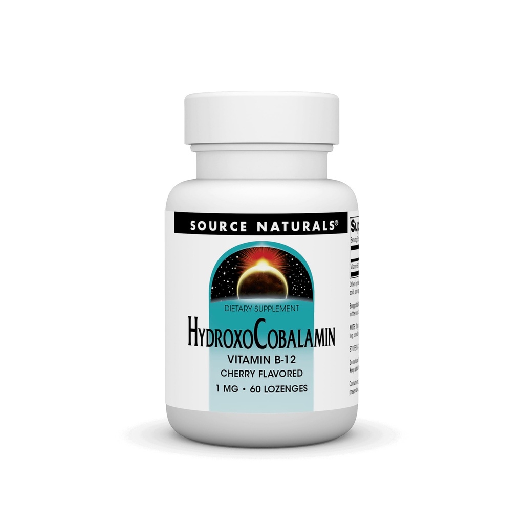 מקור Naturals hydroxoCobalamin, ויטמין B-12, 1 מ"ג - 60 Cherry Flavored Lozenges