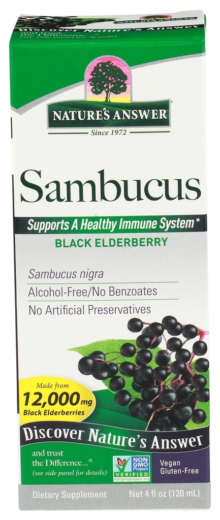תשובתו של הטבע Sambucus Dietary, מקורית עבור Daily Immune ו- Antioxidant Support; Made in the USA | אלכוהול חינם, Gluten-Free & Vegan 4oz (Pack 1)