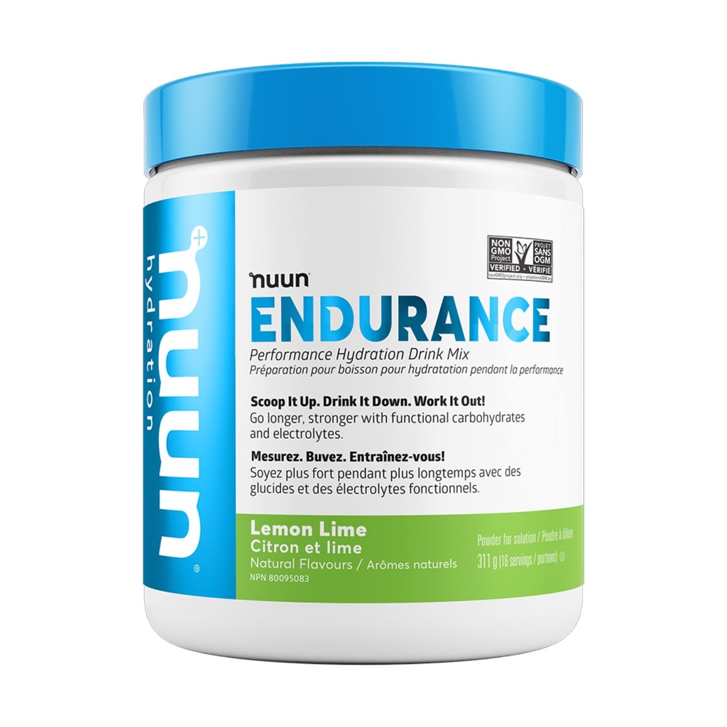 Nuun hydrotion Endurance אבקת, Lemon Lime, Workout Support,5 Essential Electrolytes עבור hydrotion + Carbohydrates, טבעוני, non-GMO, (16 משרתים - Canister)