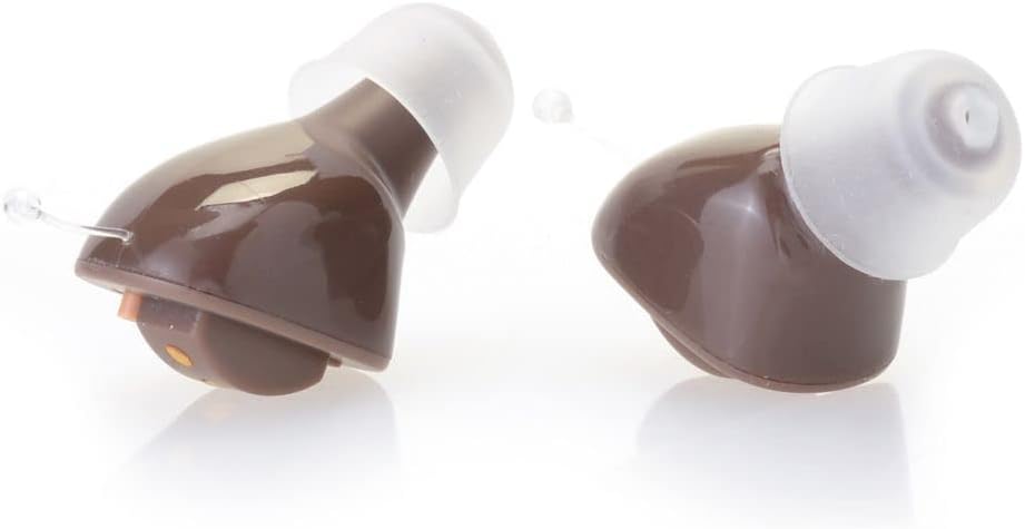 השמיעה W/Rechargeable ביצוע Case & Extra Ear Tips (Brown)