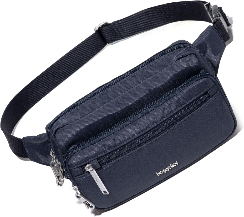 Baggallini Securtex Anti-theft Belt Fanny Pack עבור נשים RFID Wallet Locking Zipper-Travel Bagbody Purse