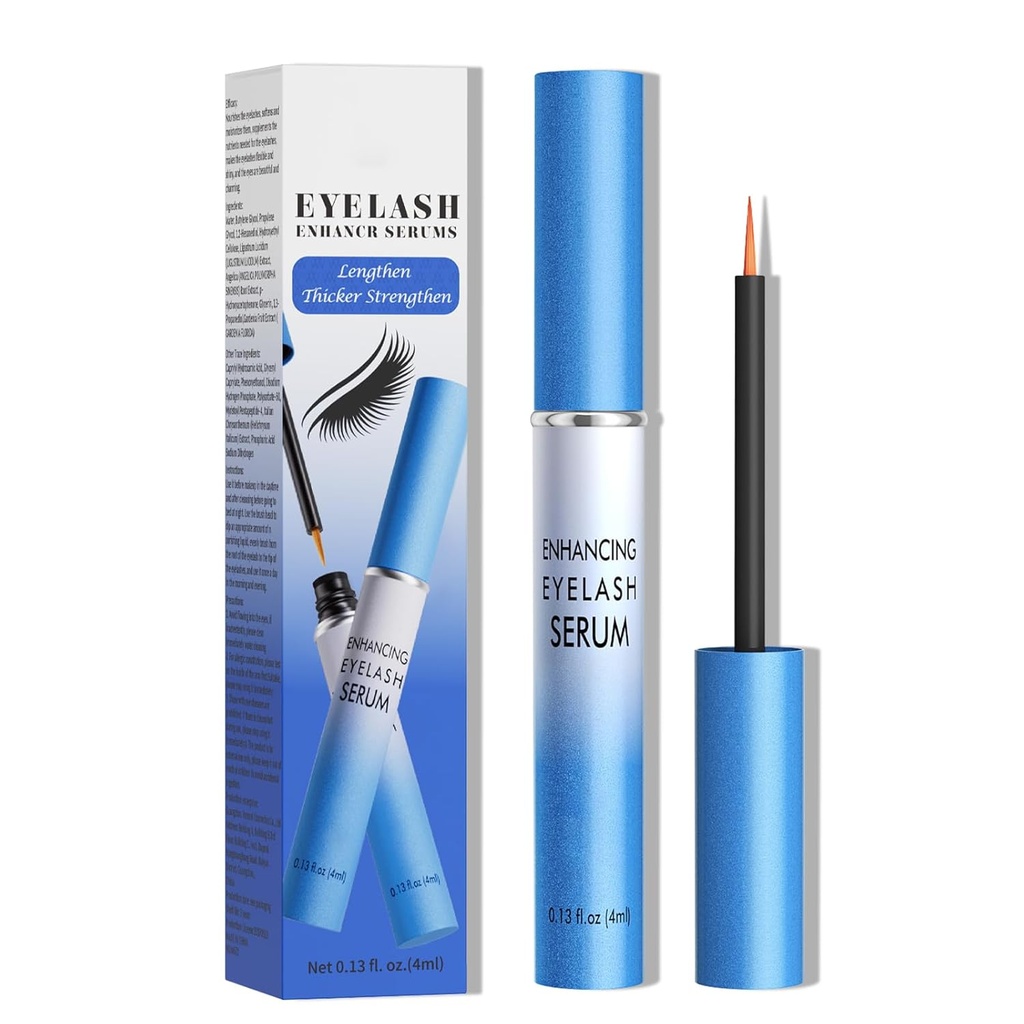 Lash Serum, Rapid Eyelash Growth Serum, Eyelash Serum for Eyelash Growth Thickness, Stronger, Healthier Lashes & Brows, Longer, Fuller, ו- Thicker Lashes, טבעוני & Cruelty-Free (Light Blue 4ML)