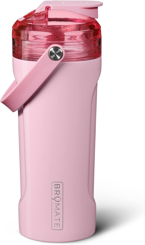 BrüMate MultiShaker בלנדר שאקר בקבוק | 100% Leakהוכחה Insulated Stainless Steel | Pre Workout and Protein Shaker Bottle for the Gym | 26oz (Blush)