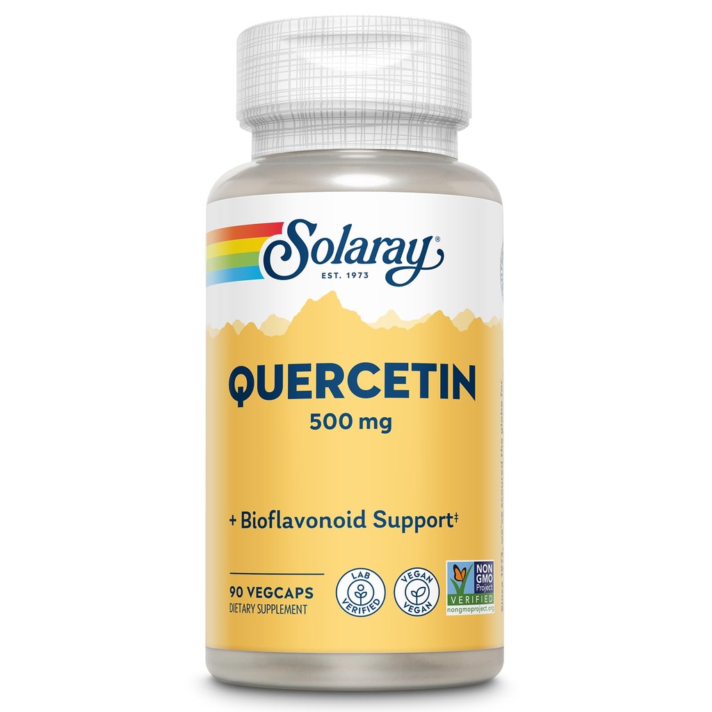 SOLAרי Quercetin 500 מ"ג, תומך Sinus, Respiratory, Immune Function & Normal, Uric Acid Levels, 90 VegCaps