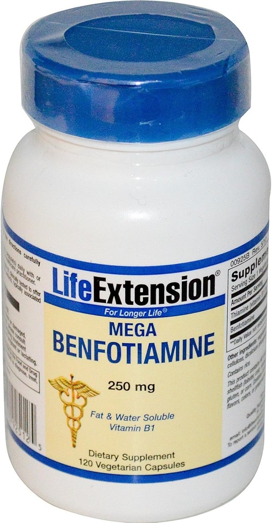 תוחלת החיים Mega Benfotiamine, 120 נקודות 250 מ"ג