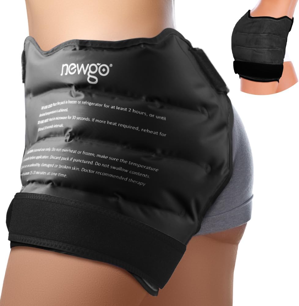 חבילת קרח חדשה עבור ניתוח ההחלפה היפי, Gel Cold Pack Ice Wrap for Hip Bursitis, Sciatica, Flexor Pain, Inflammation, Swelling - Black Black Black Pack