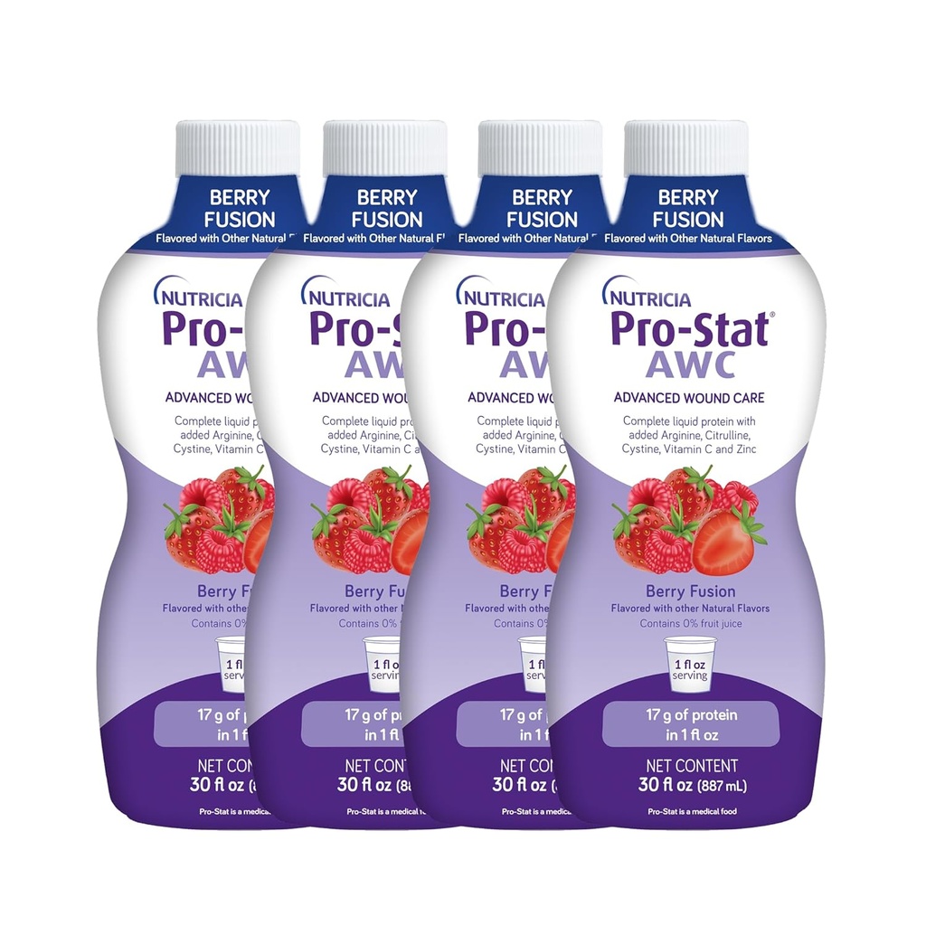 Pro-Stat Advanced Wound Care (AWC), ריכוז מזון רפואי נוזלי - ברי פיוז'ן פלאמור, 30 F Oz בקבוק (Case of 4)
