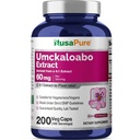 NusaPure Umckaloabo 4:1 לחלץ, 60 מ"ג Equivalent ל 240 מ"ג Veggie Caps 200 Count (Non-GMO, טבעוני)