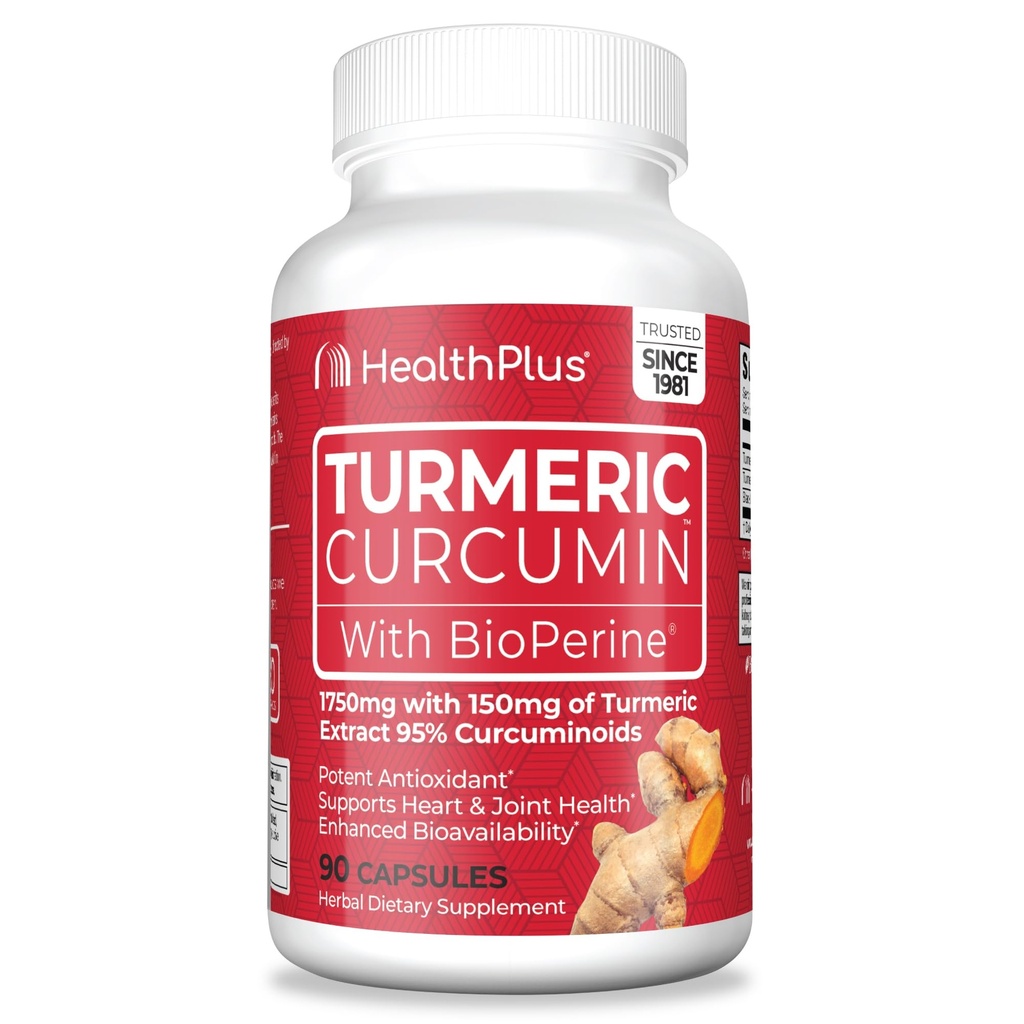 בריאות פלוס Turmeric Curcumin, 90 קפסולות, 30 לשרת