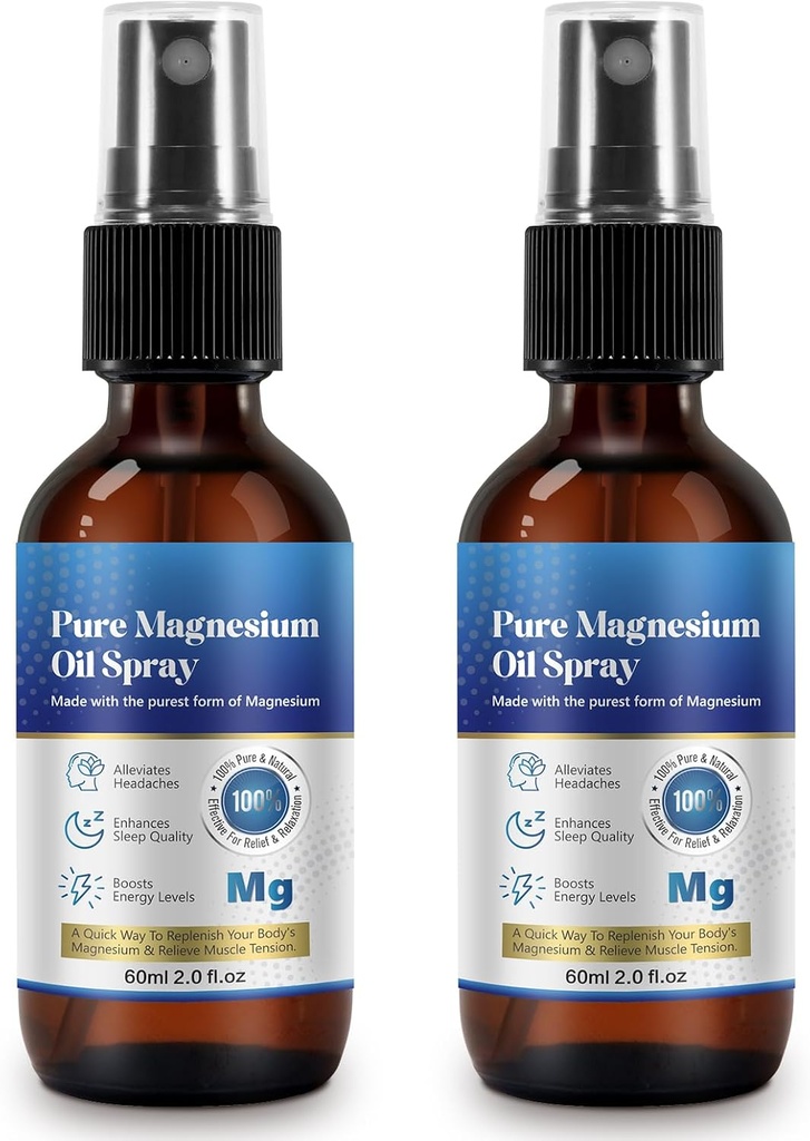 Generic 2 Fl Oz Magnesium Oil Spray - Pure & אורגני - ריכוז גבוה מגנזיום - non-GMO, Gluten-Free - Easy to Absorb - 2pc