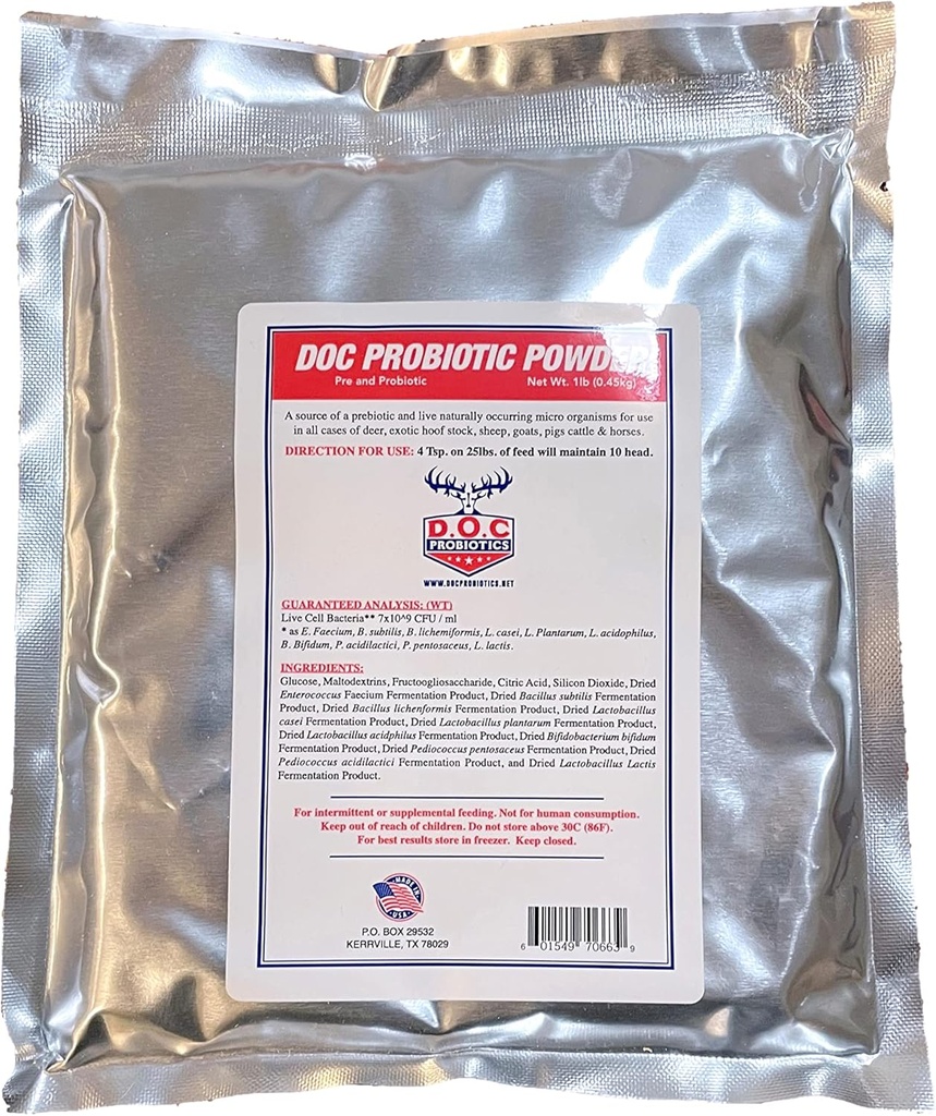 דוק אבקת פרוביוטית Live Cell Bacteria Livestock Probioticts, Cows, Horse, Sheep, Pigs, Deer Gut Health