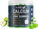 Calcium Magnesium Zinc Gummies 600 מ"ג עם ויטמין D3 K2, 120 חניכיים צמחי מבוסס סוכר חינם Calcium Gummies High Absorption Complex Calcium 70+ Trace מינרלים עבור כוח העצם, טבעוני טבעוני