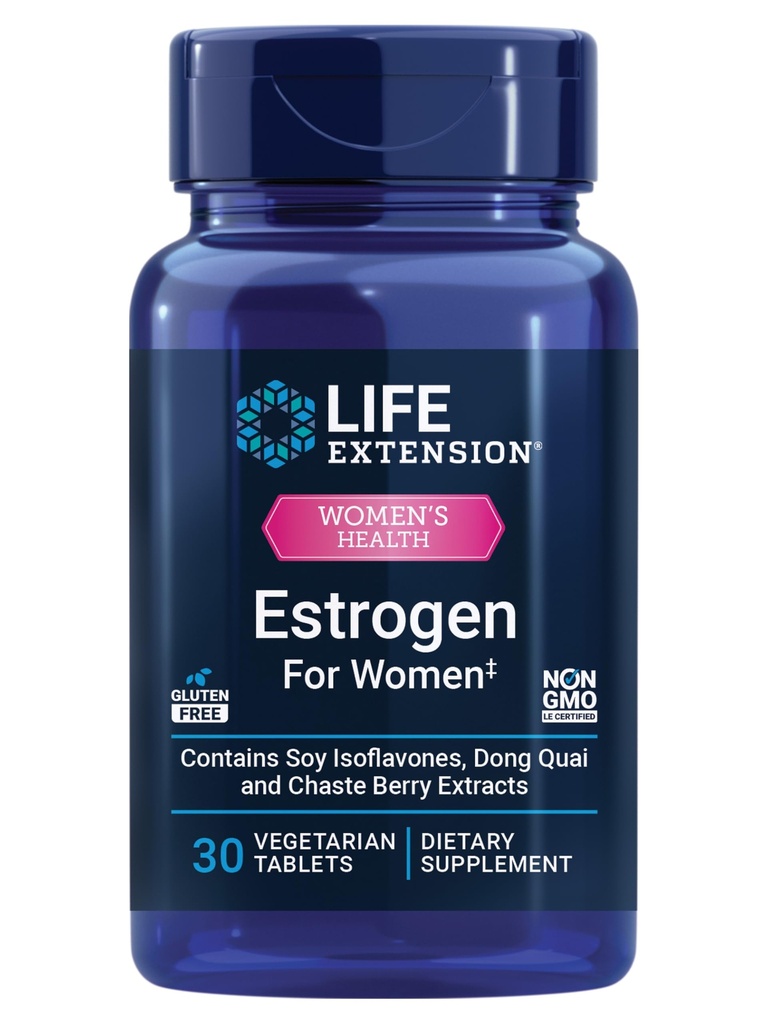 Life Extension Estrogen for Women, Helps Relieve hot Flashes and Night Sweats, Soy Isoflavones, Norwegian Spruce Extract, chasteberry, הורמון חינם, Gluten חינם, non-GMO, Vegetarian, 30 Tablet