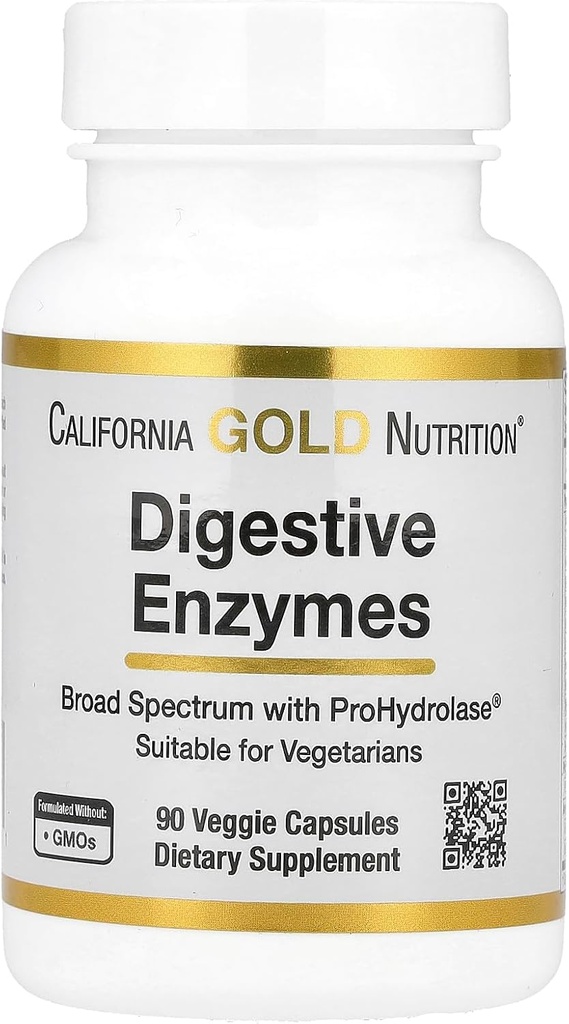 קליפורניה Gold Nutrition Digest Digestive Enzymes, Broad Spectrum, מתאים לצמחונים, 90 קפסולות Veggie