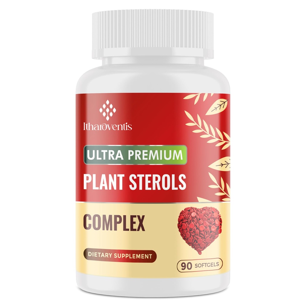 תוספי כולסטרול עם Plant Sterols, Niacin, Red Yeast Rice, Bergamot, אומגה 3 & Garlic - Advenced Absorption Formula - 90 Softgels