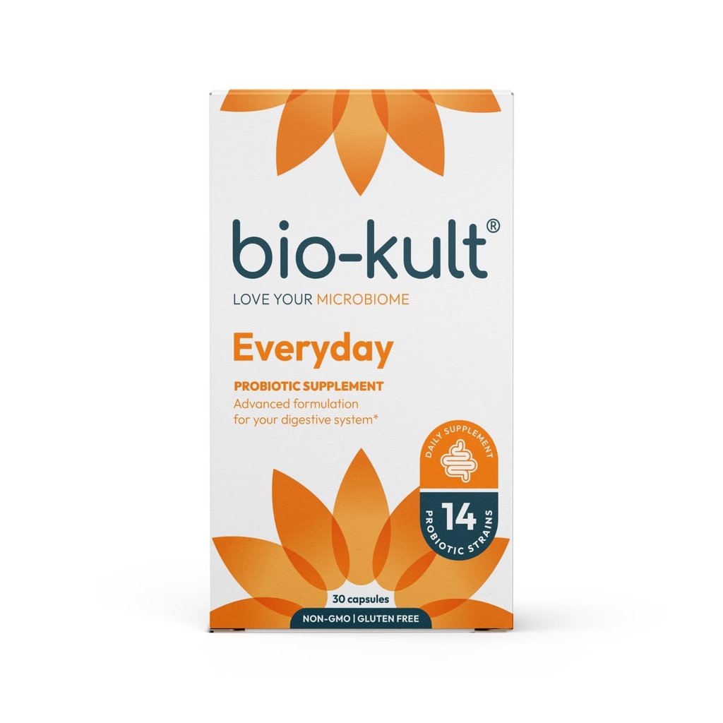 Bio-Kult Gut Health Probiotic, 14 סטרינס, Probiotics for Women & Men, Immune Support, Digestive Health, Shelf-Stable, non-GMO ו- Gluten-Free, קפסולות, 30 Count (Pack of 1)