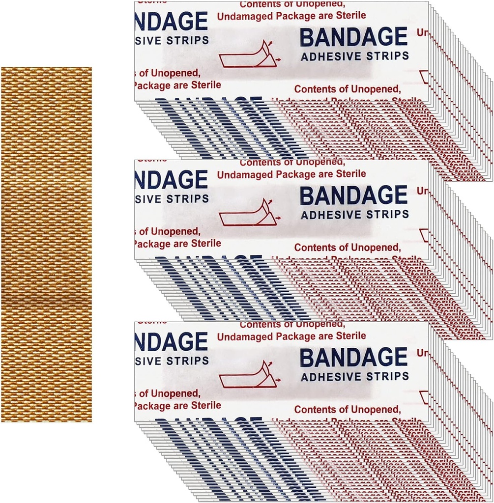 Weewooday 300 Pcs Small Bandages - Nose Bandages, הבד, Adhesive, גמיש, נשימה - 0.34 x 1.6 Inch