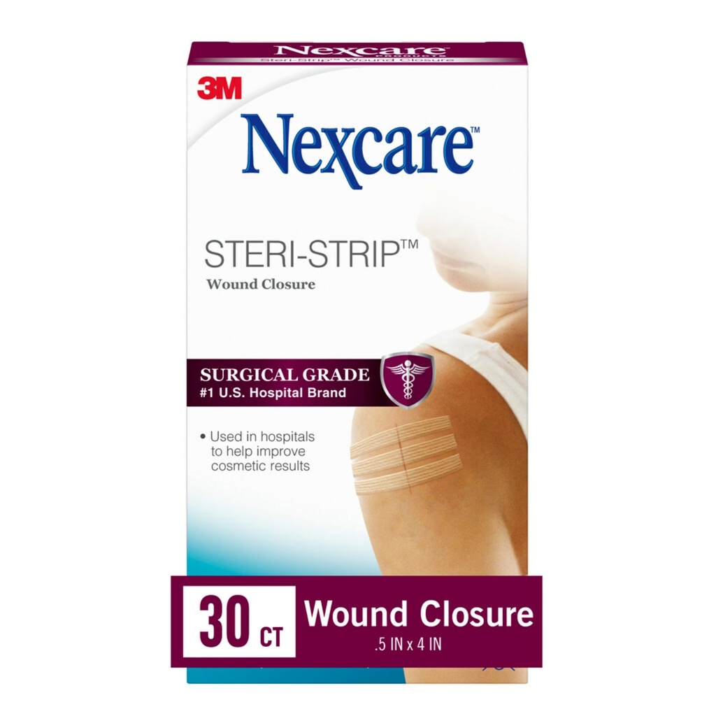 Nexcare Steri-Strip Wound Closure, Stripables Hold Small Wounds סגרה, גדול לאחר Sutures או Staples - 30 Wound Closures